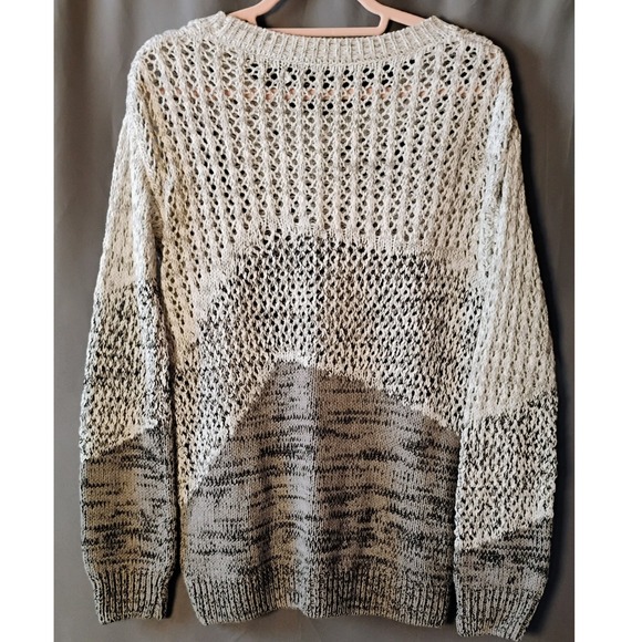 Harper‎ Lane Knit Sweater Womens Small Beige Gray Open Weave Pullover - Picture 2 of 5